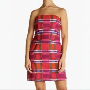 Banana Republic Strapless Multicolor Dress Cocktail Wedding Guest Size 6 Petite